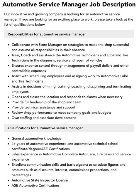 Find jobs. . Car service manager jobs